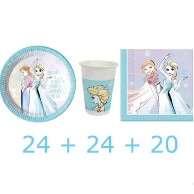 KIT COORDINATO TAVOLA PER FESTA DI COMPLEANNO 68 pezzi FROZEN ANNA ELSA OLAF - Immagine 1 di 4
