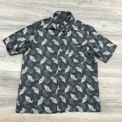 Axcess Mens Short Sleeve Shirt Medium Paisley Black Dress Casual Work Claiborne - Image 1 of 4