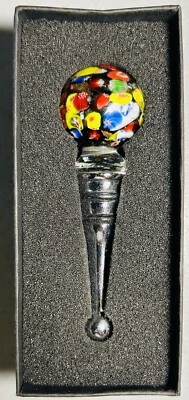 Tapón de botella de vidrio Millefiore vintage Murano Italia T La Mode de Two’s Company Foto 1 de 3