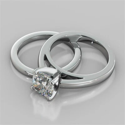 2.00Ct Cushion Cut Lab Grown Diamond Band Set Ring Solid 950 Platinum Ring - Image 1 of 4