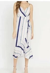 Buffalo David Bitton Lucette Flouce Cami Wrap Strappy Striped Dress Size Small - Picture 1 of 5