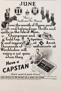1952 Capstan Cigarettes Junio El mes de las llamas y derrames anuncio impreso - Imagen 1 de 1