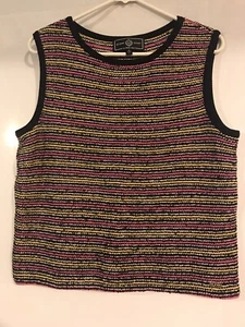 St John Sport By Marie Gray Santana Knit Shell Tank Striped Sweater Size Medium - Picture 1 of 5