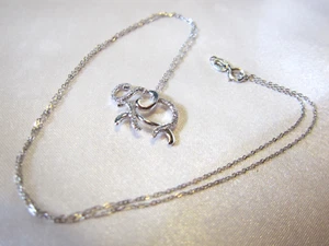 0.15 Carat Natural Diamond Elephant 20mm x 13mm Pendant 10K White Gold Necklace - Picture 1 of 7
