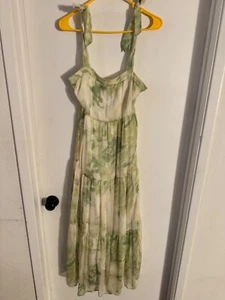 Women "Line and Dot" lime green/off white sleeveless, sheath dress. Size XS - Picture 1 of 2
