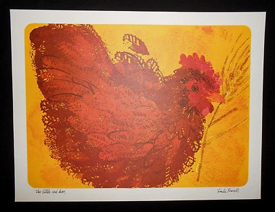 Impresión artística vintage actual THE LITTLE RED HEN 11" X 14,5" Linda Powell para niños Foto 1 de 4