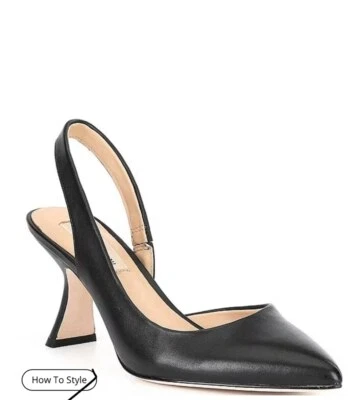 Women's Antonio Melani Kacy Slingback Leather Pumps size 9M leather heels black - Image 1 of 4