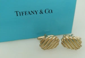 Tiffany & Co. Sterling Silver 18K Yellow Gold Twisted Chain Oval Cufflinks - Picture 1 of 5