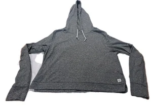 Rhoback Performance Hoodie Pullover Women's Medium Gray Drawstring Hooded Crop - Picture 1 of 11