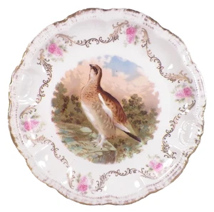 Antique Cabinet Plate Grouse Game Bird Porcelain P M Bavaria Moschendorf Large - Picture 1 of 6