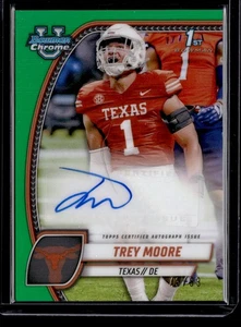 2024 Bowman University cromo Trey Moore Prospect refractor verde automático #/99 - Imagen 1 de 2