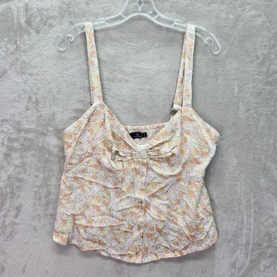 Volcom Cropped Tank Juniors XL Time To Grow Cami Floral Sleeveless Button Front - Image 1 of 4