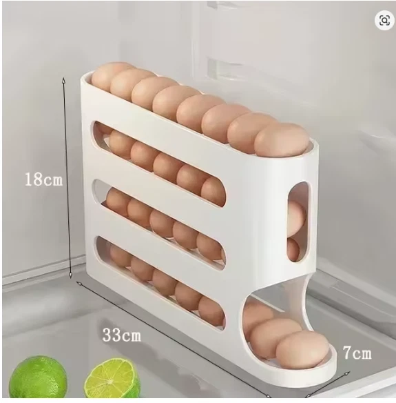 4-layer Slide Egg Storage Box Ladder Style Egg Box Storage Refrigerator Side Doo - Image 1 of 1