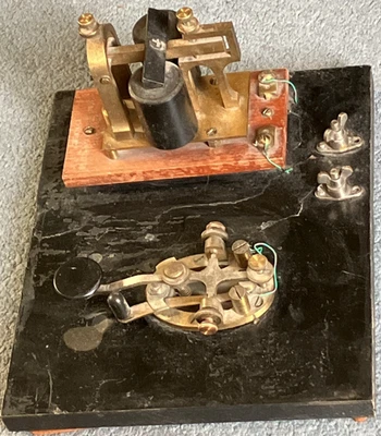 Antique Western Electric AT&T Morse Code Telegraph Key & Sounder Main Line Set - Image 1 of 4