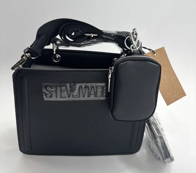 Steve Madden Purse Bag Black BEVELYN EVELYN Crossbody Zip w/ Pouch TikTok NEW - Image 1 of 4