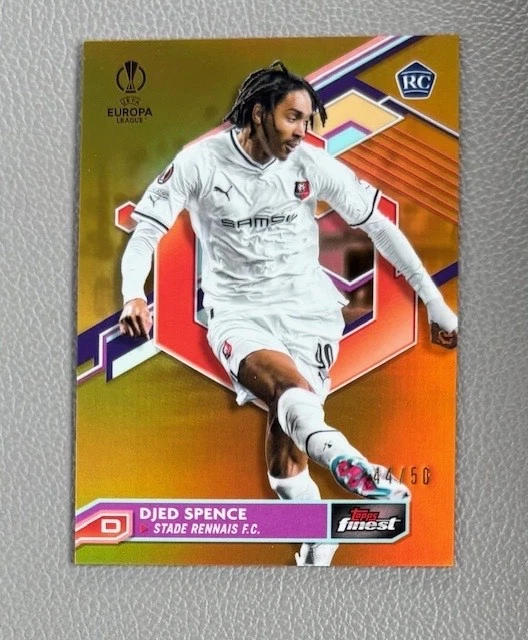 2023 Topps Finest Djed Spence Gold Rc /50! Tottenham! - Image 1 of 2