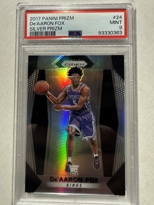 2017-18 Prizm De'Aaron Fox #24 Silver Prizm Rookie RC PSA 9 Mint Kings Spurs - Image 1 of 4