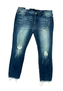 Jeans Judy Azul Talla Grande 3XL Calce Ajustado Envejecido Boho Chic Nuevos con Etiquetas - Imagen 1 de 7