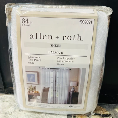 Allen + Roth 84 pulgadas blanco ojal semi transparente panel de cortina individual # 047724326276 Foto 1 de 3