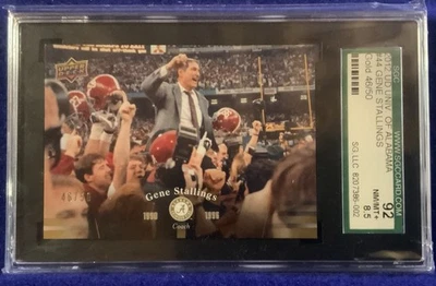 Rare 46/50 Gene Stallings SGC 8.5 2012 Upper Deck Alabama Football Gold Card #44 - Image 1 of 4