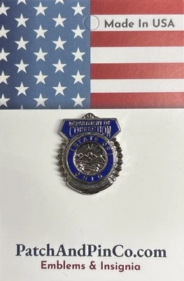 Ohio Departamento de Corrección Tie Tac Pin Uniforme Insignia Sello de Plata Esmalte Azul Foto 1 de 4