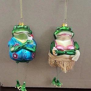 (2) Rana hawaiana in vetro ornamento spiaggia tropicale gambe di rana da appendere - Foto 1 di 8