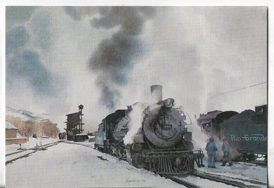 NOS LEANIN' TREE Christmas Card 7x5 TRAIN Denver & Rio Grande Western Morning - Image 1 of 3