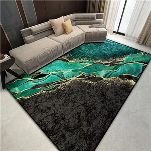 Schwarz und Smaragd Grün Abstrakt Marmor Teppiche Für Wohnzimmer Modern Vorleger... - Bild 1 von 7