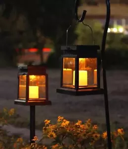 Solar LED Lantern Light Hanging Lamp Candle Outdoor Patio Garden Yard Decor 4PK - Picture 1 of 14