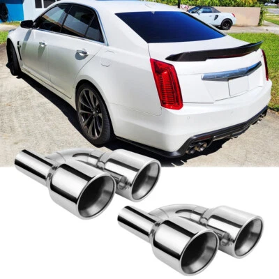Punta de escape de pared doble de 2,5" en cuádruple de 4" en corte inclinado para Cadillac CTS 2003-2019 Foto 1 de 4