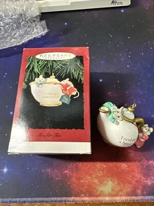 NEW Two for Tea - Handcrafted Hallmark Keepsake 1995 Christmas Ornament Mice - Picture 1 of 6