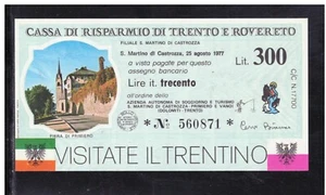 Miniassegno Cassa Risparmio Trento Rovereto Castrozza Paesaggi 300 L 25-8-1977 - Foto 1 di 1