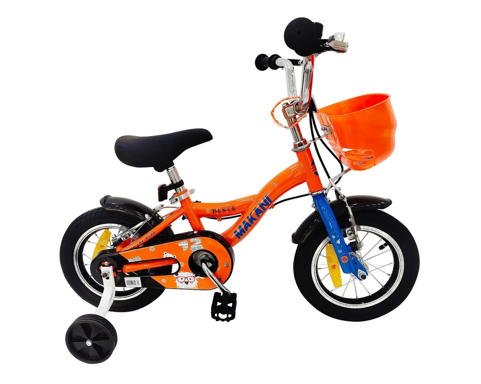 Makani Kinderfahrrad 12 Zoll Bentu Stützräder, Klingel, Korb, sportliches Design - Bild 1 von 1