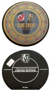 2022 NEW JERSEY DEVILS VS VEGAS GOLDEN KNIGHTS LIMITED EDITION RARE PUCK