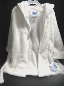 Max & Olivia Mini Sleepwear Collection Hooded White Fleece Robe 4T NWT - Picture 1 of 5