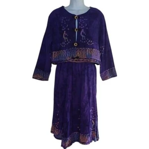 Global Village Girls 2pc Top Skirt Batik Set Boho festival Hippie retro M 8/10 - Picture 1 of 7