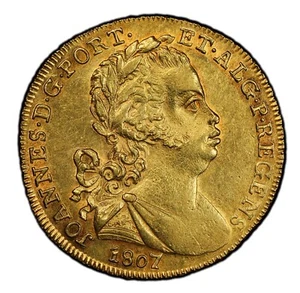 Portugal 1807- João Regent 3200 Reis - PCGS AU58 - EXTREMELY RARE - 483 Minted - Picture 1 of 5