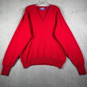 Pendleton Sweater Mens XL Red 100% Lambswool V Neck Pullover Long Sleeve Preppy - Picture 1 of 8