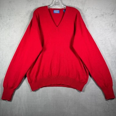 Pendleton Sweater Mens XL Red 100% Lambswool V Neck Pullover Long Sleeve Preppy - Image 1 of 4