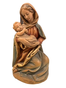 Vintage exquisite große 10" Anri geschnitzte Holz selige Maria Madonna/Jesuskind - Bild 1 von 13