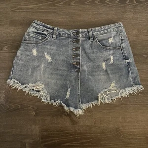 Madden NYC Juniors Super High Rise Skort Medium Wash Size 13 - Picture 1 of 3