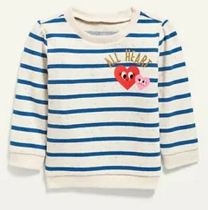 NWT Baby Girls Old Navy French Terry Pull Over Shirt Striped 6 - 12 M - Picture 1 of 2