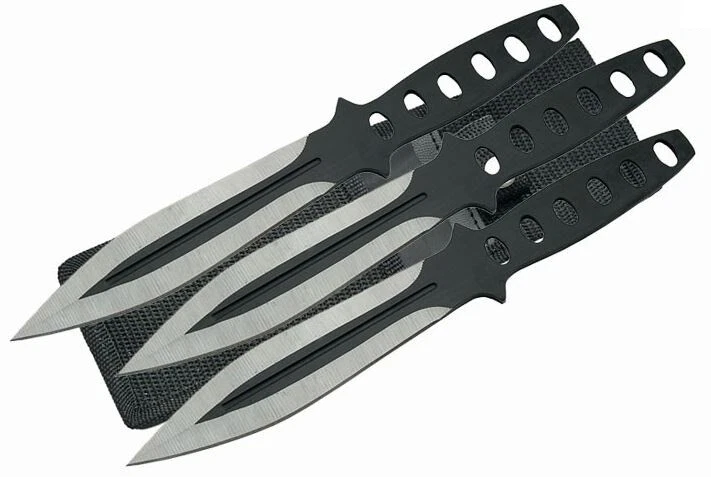 Throwing Knife | 8" Overall Rite Edge 3-Pc. Black Double Edge Blade + Sheath - Image 1 of 1