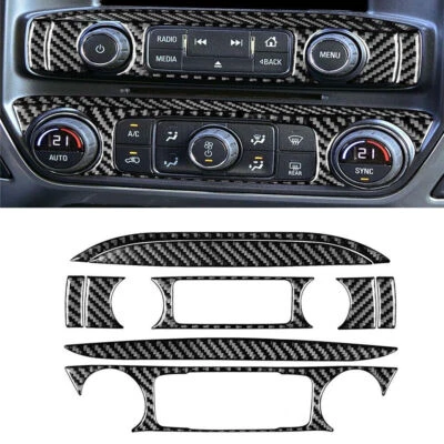 9Pcs For Chevrolet Silverado GMC Sierra 1500 14-18 Carbon Fiber Console Cover — 第 1/4 张图片