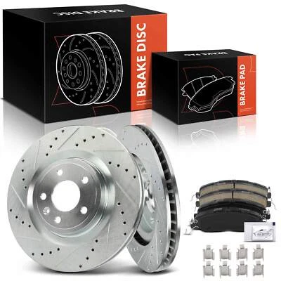 6x Front Drilled Brake Rotors & Ceramic Brake Pads for Ford Mustang 2011-2014 - Image 1 of 4