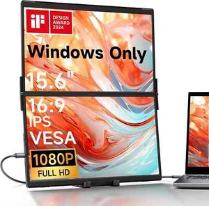 JSAUX FlipGo Lite 15.6" Laptop Screen Extender Foldable Dual Stacked Portable Mo - Picture 1 of 8
