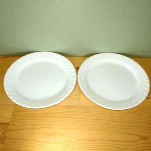 Corelle by Corning 2 Enhancements White Swirl 10.25" DINNER PLATES LOT/SET - Picture 1 of 8