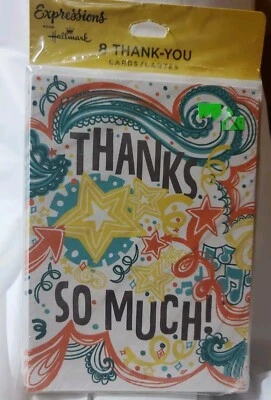 8 tarjetas y sobres en blanco de agradecimiento Hallmark Expressions - Muchas gracias Foto 1 de 3