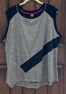CHAMPION Women's Top Pullover Sleeveless Size XXL Stretch Gray & Black EUC - Picture 1 of 7