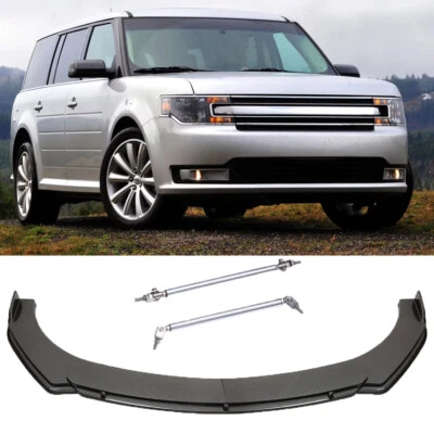 Carbon Fiber Style Front Bumper Lip Body Kits + Strut Rods For Ford Flex Sport - Image 1 of 4